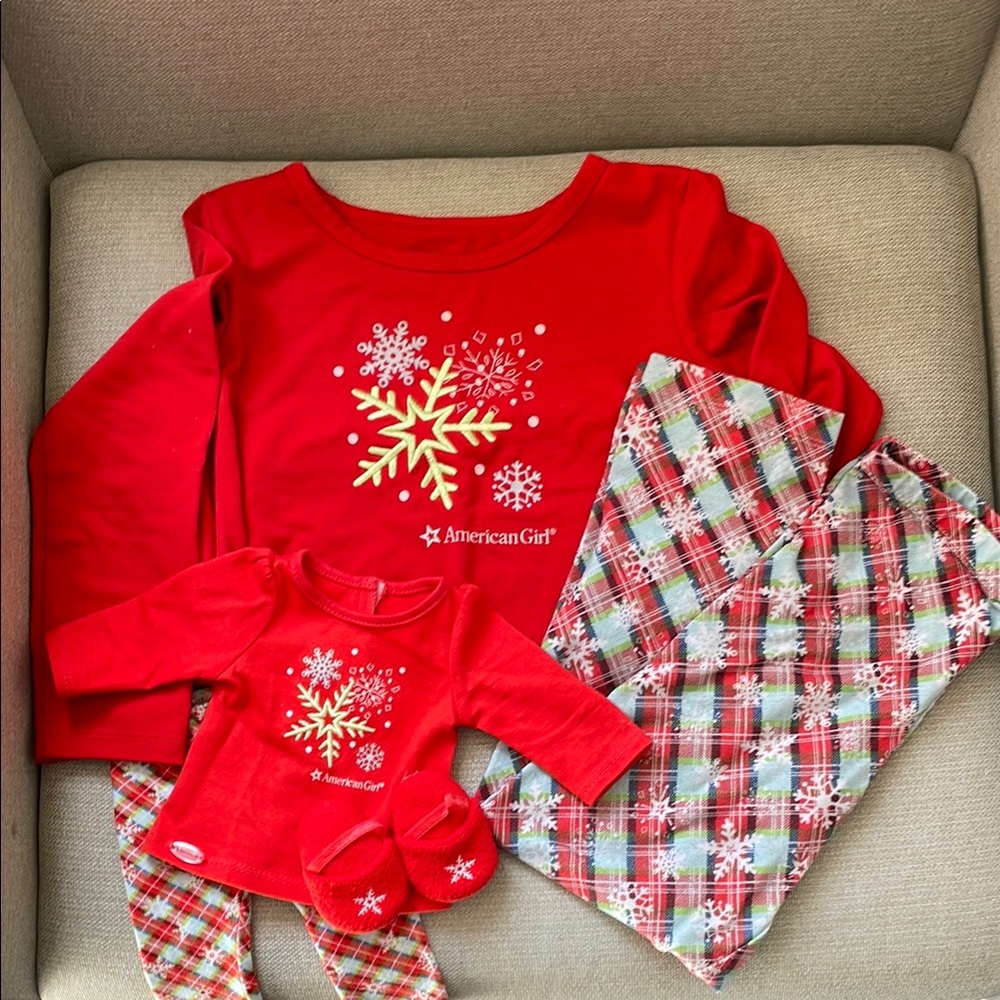 American Girl Christmas Holiday Pajama PJ Set for girl and doll
